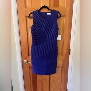 Calvin Klein Dress Womens Size 10 Stretch Sapphire Blue Sleeveless Bandage Knit